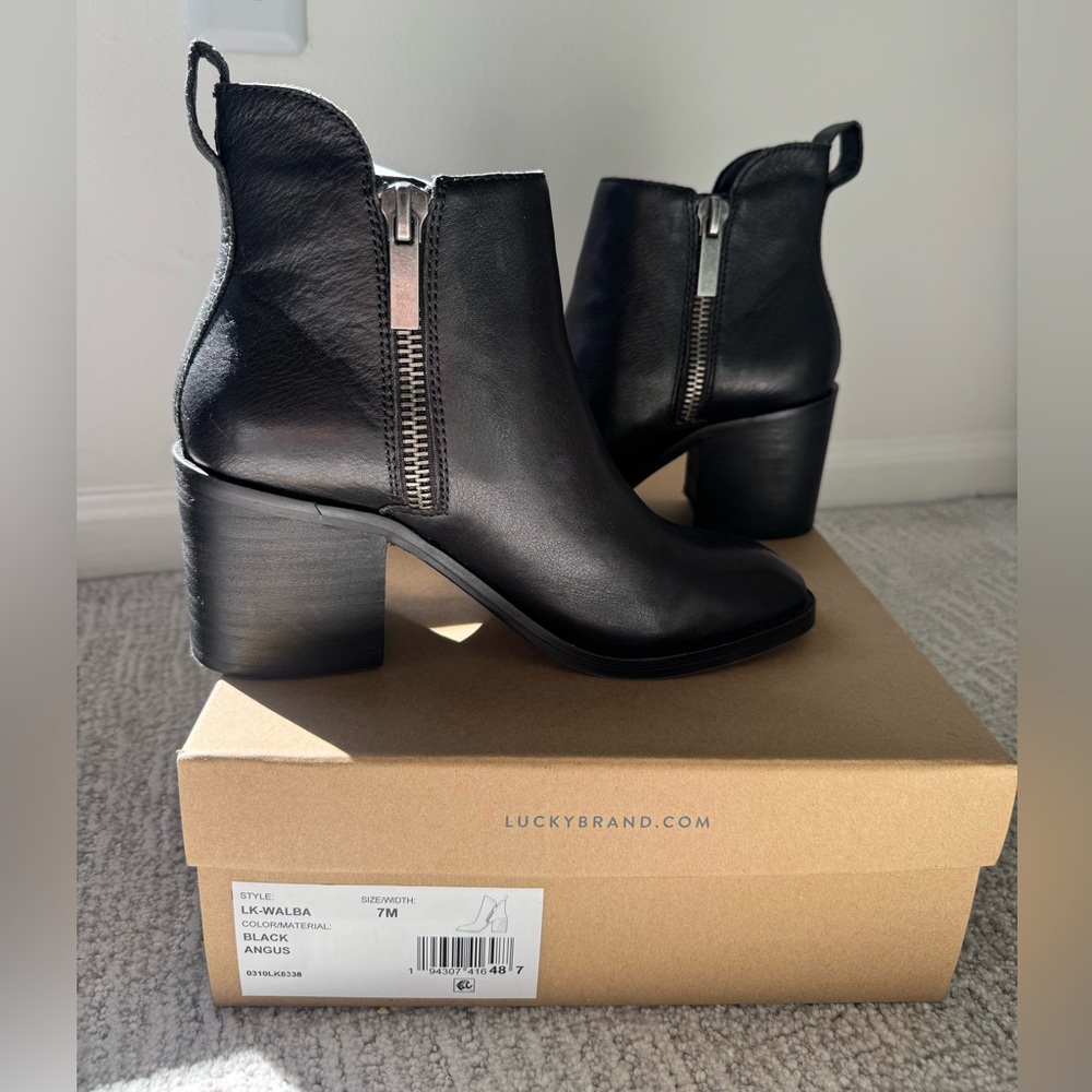 Lucky Brand Black Walba Ankle Zipper Boots